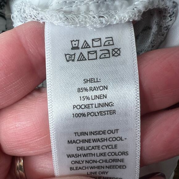 Sincerely Jules Pull On Wide Leg Linen Pants Black White Italian Vacation Sz L - Picture 10 of 10